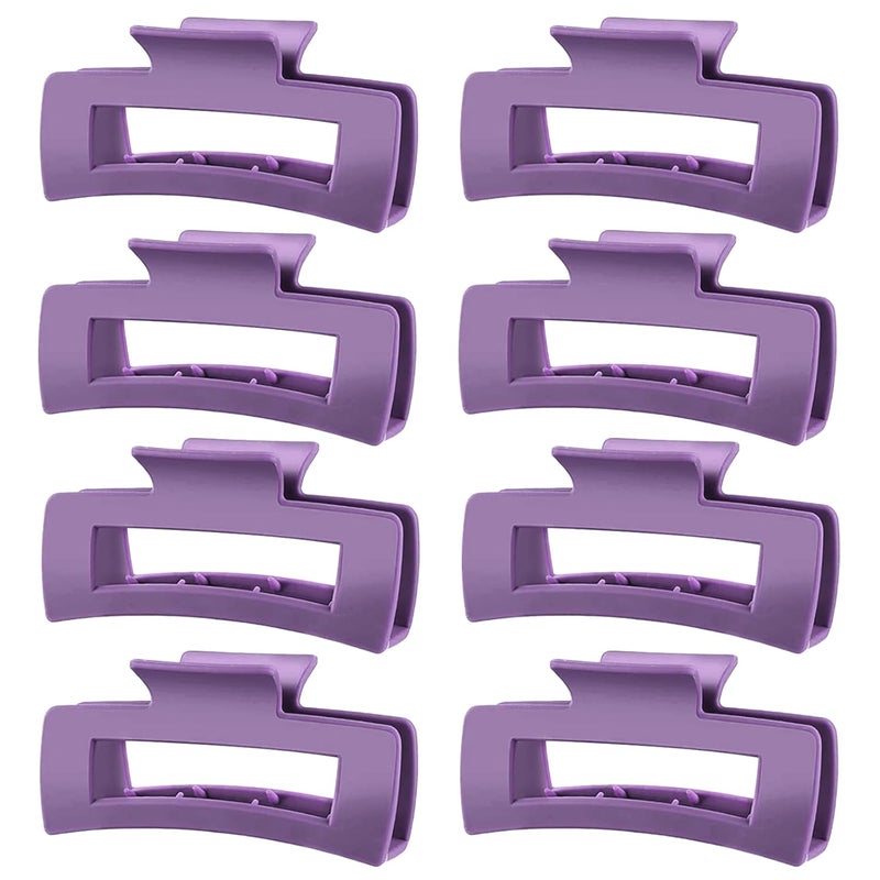 TOCESS Hair Claw Clips for Women - 8PK Large Neutral Matte Square Jumbo Hair Clips for Thick, Thin, Long, Short, Curly Hair Girls, Big Jaw Clip Set for Daily Use(Violet Purple) - Image 1